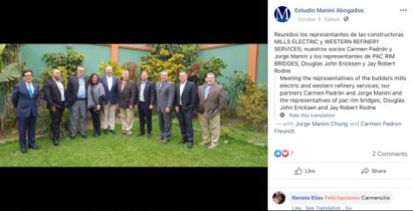 Screenshot of photo accompanying an October 3, 2019 post displayed on Estudio Manini Abogados‘ Facebook page